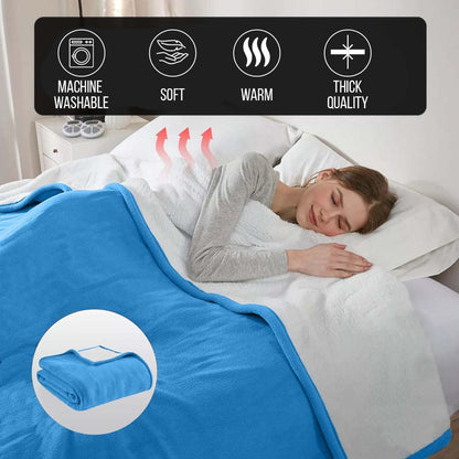 480GSM Sherpa Fleece Blanket, Double-Sided Heavy Throw for Couch, Bed & Travel, Reversible All Season