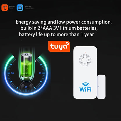 WiFi Door and Window Sensor 4-Pack, Tuya Smart Home Security Alarm System, No Hub Required, App Control