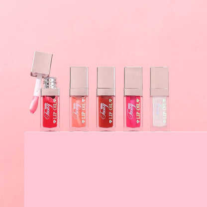 Glossy Lip Oil Set 4 Pack Moisturizing Plumping Transparent Volumizing Lip Treatment Non-Sticky Long-Lasting Lip Gloss Oil for Soft Hydrated