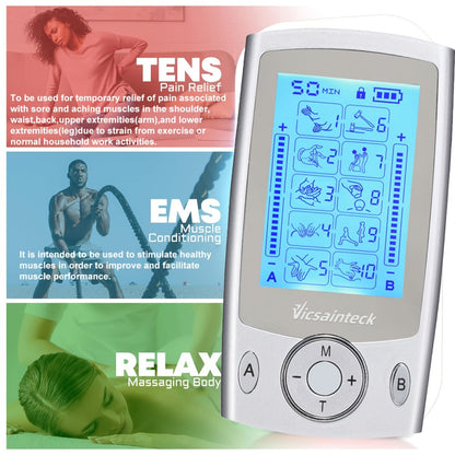 TENS Unit Stimulator Dual Channel 16 Modes 16 Levels for Pain Back Neck Shoulder Full Body for Entryways, Bedrooms and Living Spaces
