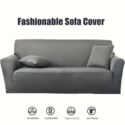 Sofa Cover Solid-Color Fitted Slipcover Options for 1, 2, 3 or 4-Seater Sofas and Separate Pillowcase