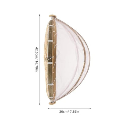 Hand Woven Fruit Basket with Lid – Bamboo Food Storage Basket for Kitchen Countertop, Bread, Vegetables, Picnic Organizer with Mesh Cover