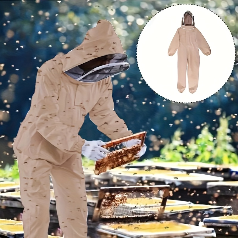 Full Body Bee Suit 3-Layer Breathable Veil Hood Gloves Filter Screen for Garden, Patio and Yard Use