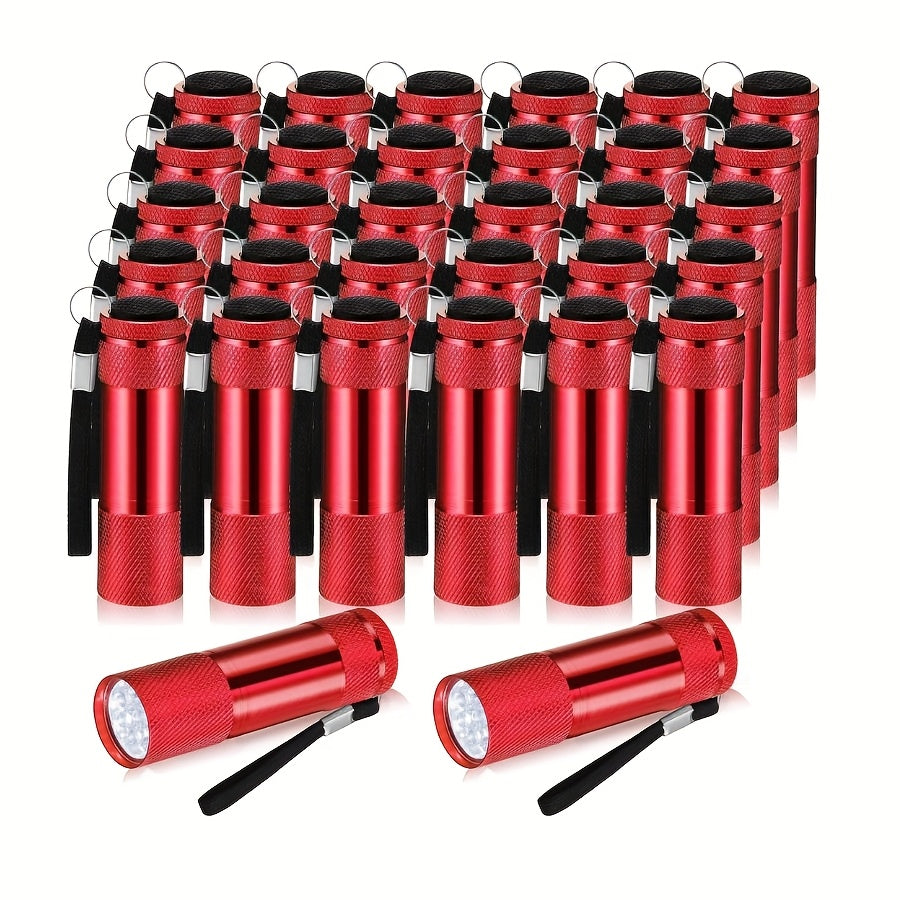 Flashlight 32-Piece Mini LED Bulk Set with Aluminum Bodies, Lanyards and Eight Color Assortments