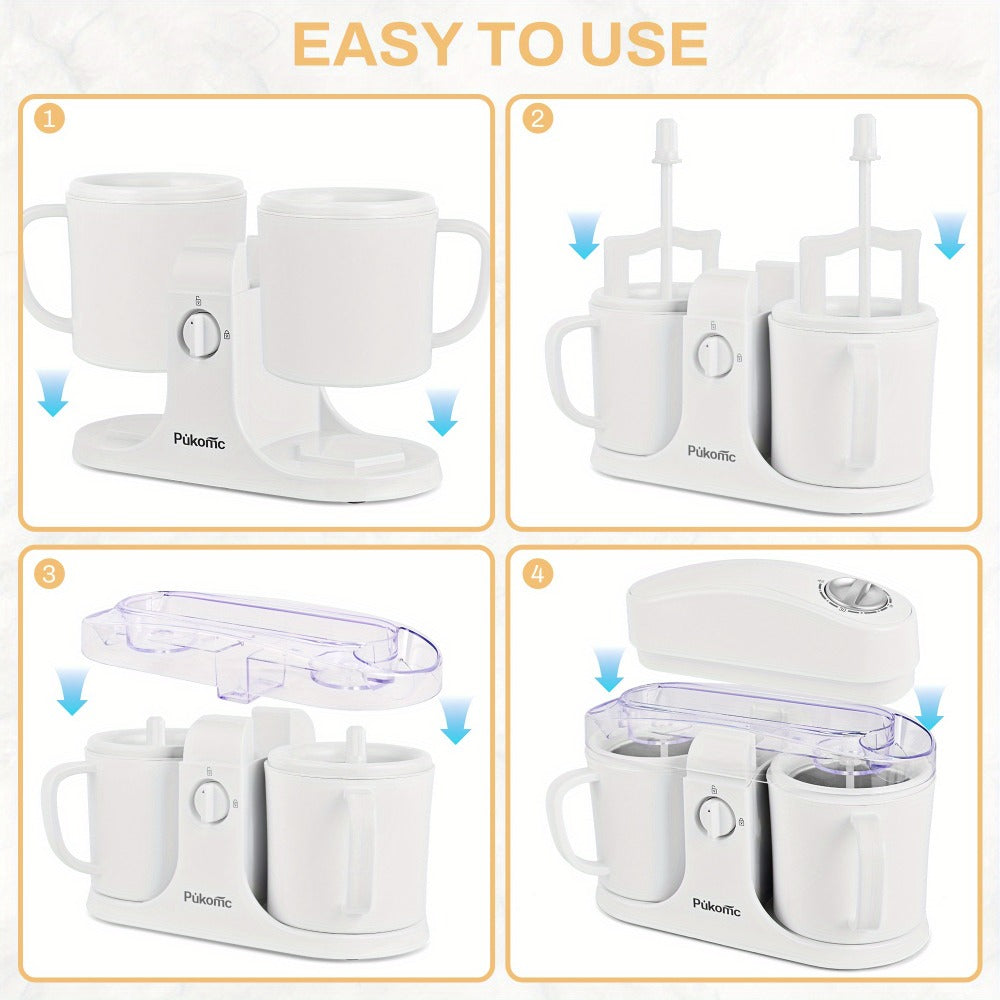Ice Cream Maker Machine Dual Cup Self-Freezing, Make 2 Flavors Homemade Ice Cream Sorbet Frozen Yogurt at Once
