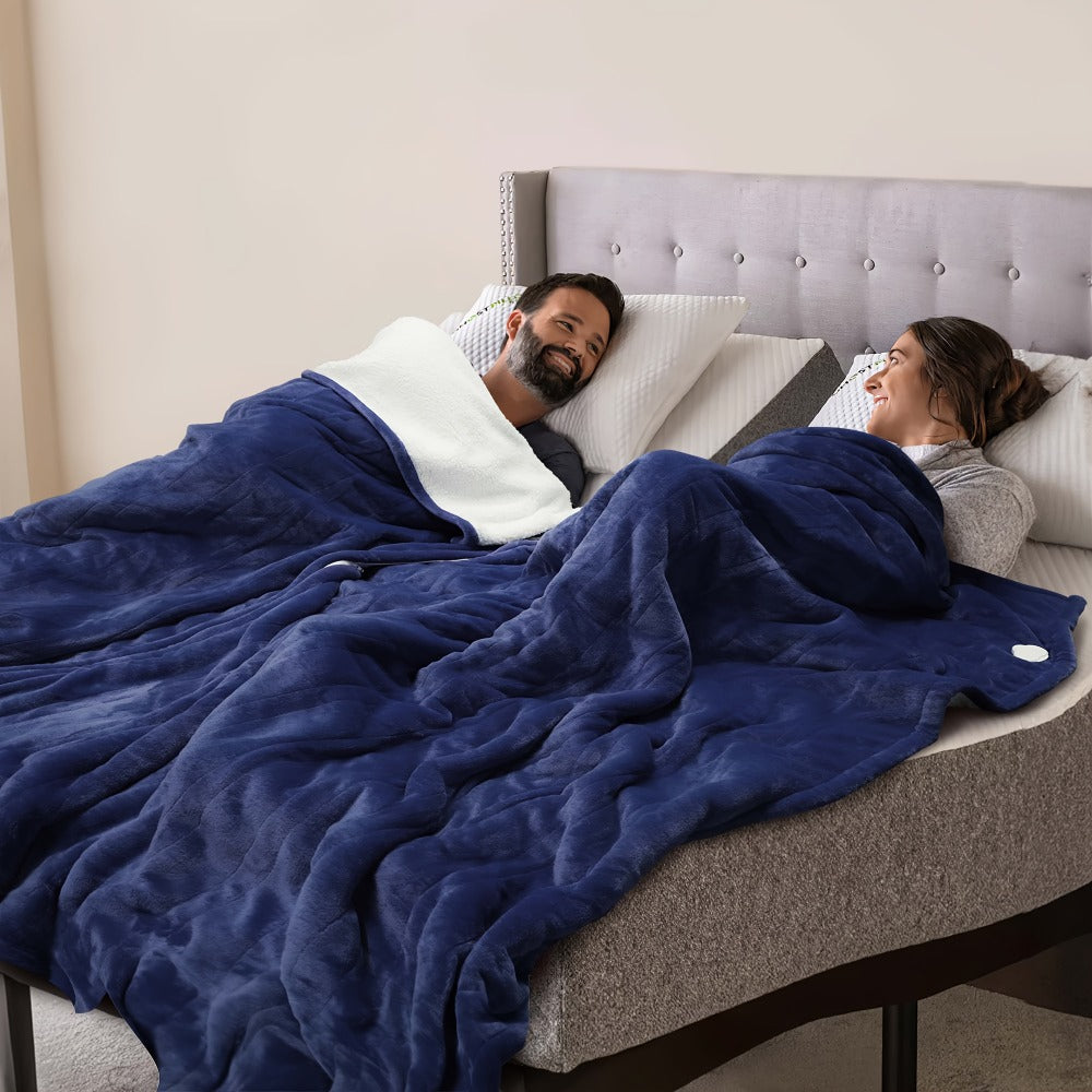 Electric Heated Blanket Flannel Sherpa - 6 Heat Settings, Auto Shutoff, Quick Heating, ETL & FCC