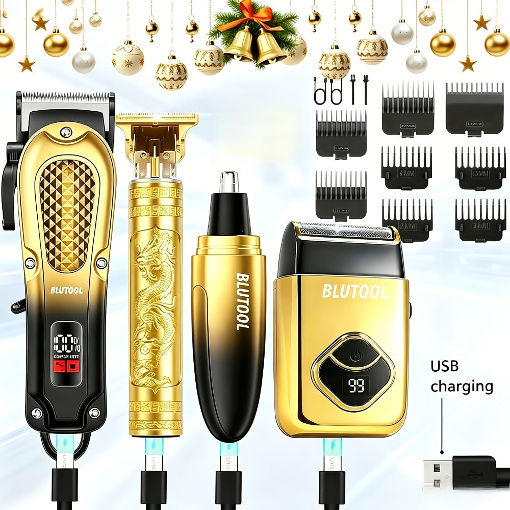 Multi-Piece Hair Clipper Kit for Men – USB Rechargeable Cordless Electric Trimmer Set, 2-Piece & 4-Piece Home Travel Barber Tool