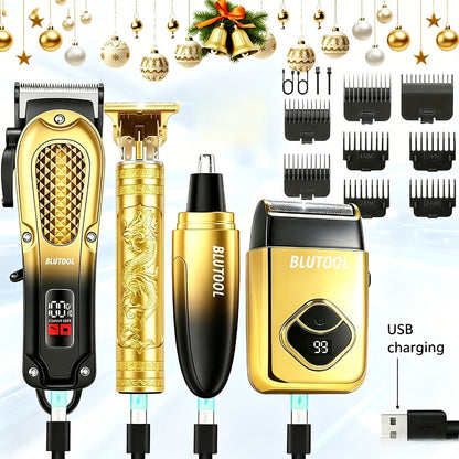 Multi-Piece Hair Clipper Kit for Men – USB Rechargeable Cordless Electric Trimmer Set, 2-Piece & 4-Piece Home Travel Barber Tool