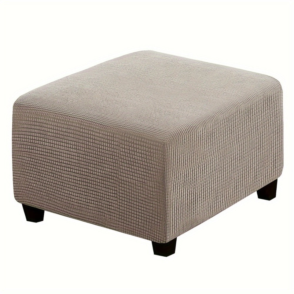 Square Ottoman Cover Elastic Stretch – Polar Fleece Footstool Slipcover with Elastic Band Closure Machine Washable for Home Office Decor