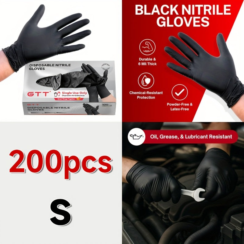Nitrile Disposable Gloves 200 Count, Black Latex-Free Powder-Free Exam Gloves, Touchscreen Compatible
