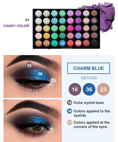Complete Eye Makeup Kit 40 Color Eyeshadow Palette with Mascara Eyeliner Eyebrow Pencil & Brush – Matte Shimmer Glitter Pigmented Blendable
