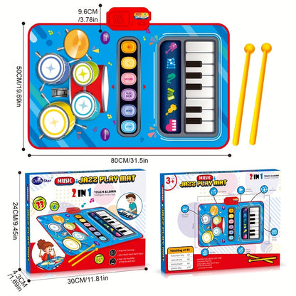 Kids Electronic Drum Music Mat, Multifunctional Musical Toy for Skill Development & Family Bonding