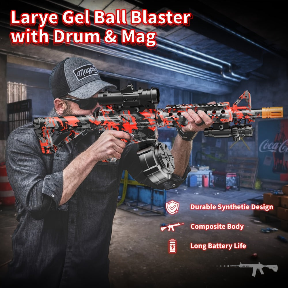 Large Drum Magazine Dual Mode Foam Blaster, Full Auto & Semi-Auto Outdoor Team Battle Toy Gun for Kids Boys Ages 8+