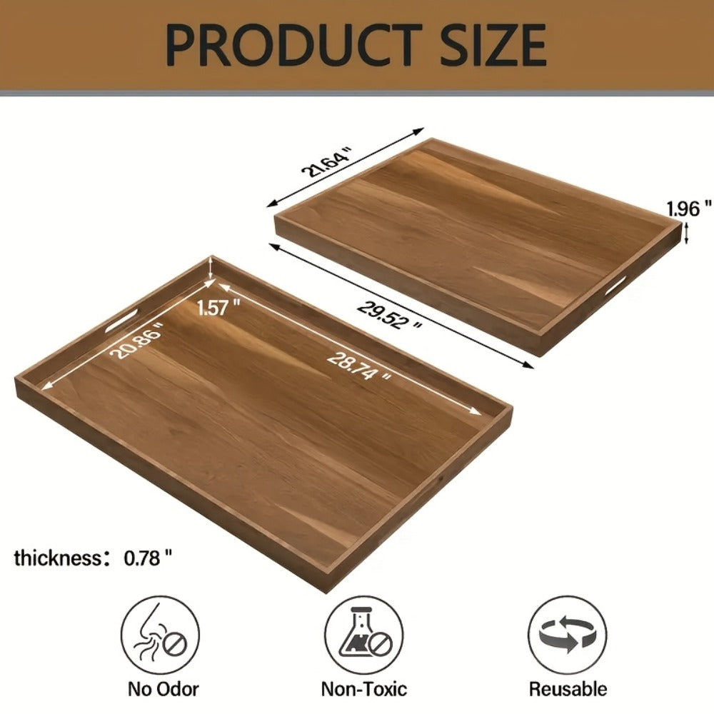 Acacia Wood Stove Top Cover Board 30x22 Inch, Gas Stove Cover with Handle Groove & Ventilation Holes