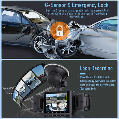 4-Channel 360° Dash Cam 1080P Front + 720P Rear Left Right All-Round Coverage, Quad-Screen Split Display, Night Vision, WDR, G-Sensor