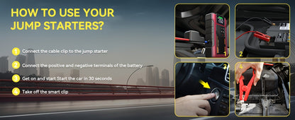 12V Jump Starter with 4000A Marking, 150 PSI-Labeled Air Compressor, Digital Pressure Display and Two Black Color Options