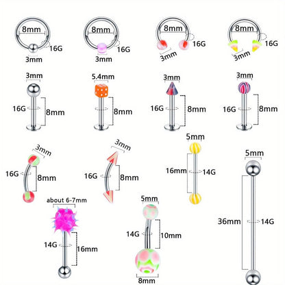 160pcs Body Piercing Kit with Piercing Gun, Professional Jewelry Set for Ear, Nose, Lip & Belly with Stainless Steel & Acrylic Studs