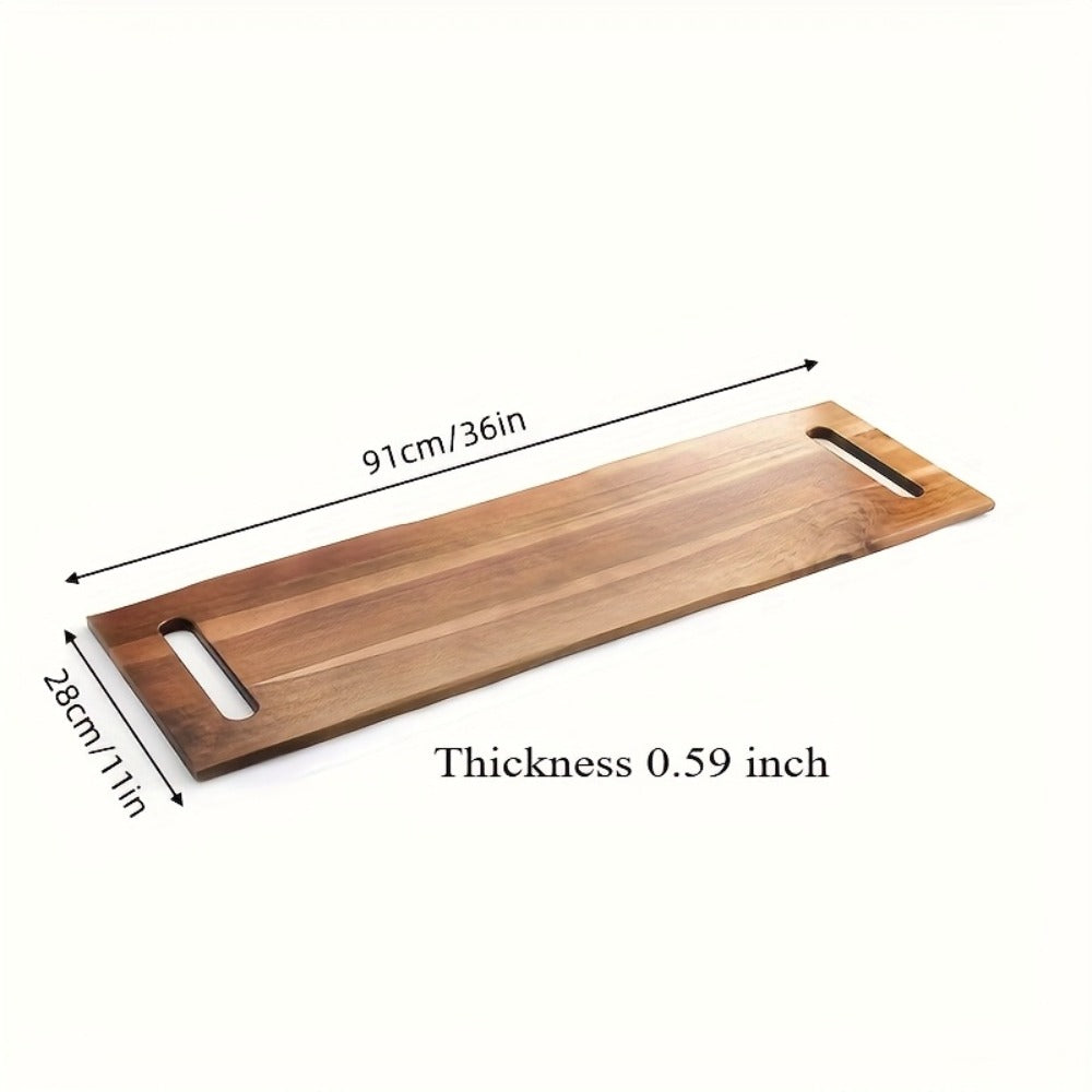 Charcuterie Board Extra Large 36x12 Inch Acacia Wood Cutting Board with Handles 3FT Rectangular Cheese Serving Platter Oversized Grazing