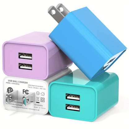 USB Wall Charger Cube Multi-Pack 2/3/4-Pack Dual Port 5V 2.1A with Short Circuit Protection