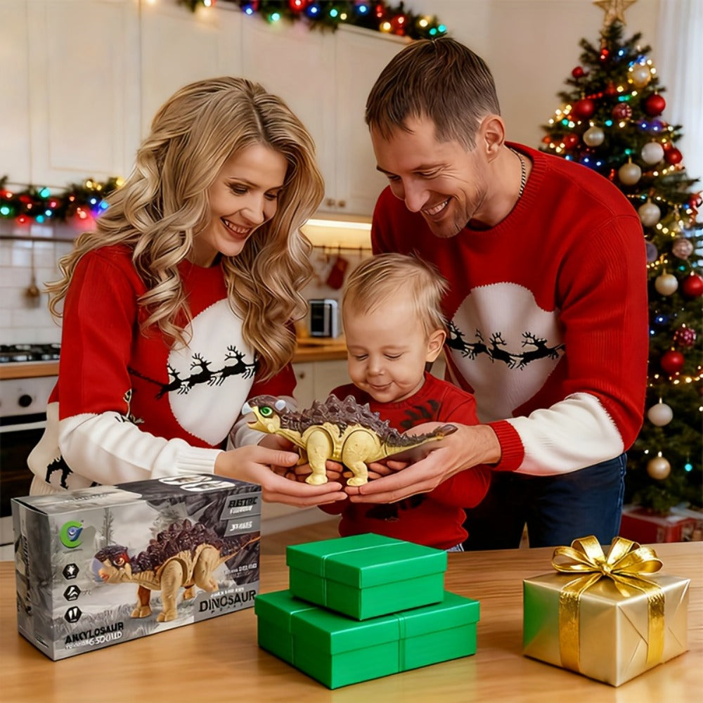 Battery-Powered Walking Ankylosaurus Dinosaur Toy with Roaring Sound and Random-Color Checkout