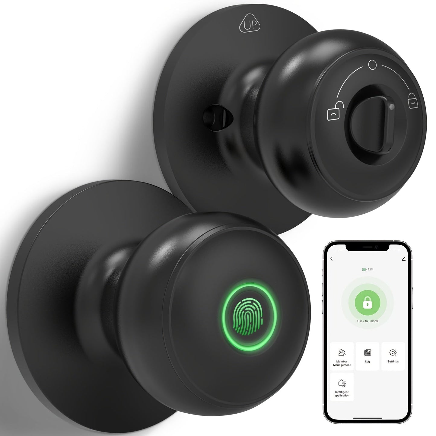 Fingerprint Handle Door Lock with IC Card & Key - 3-in-1 Biometric Keyless Entry, 100 Fingerprint