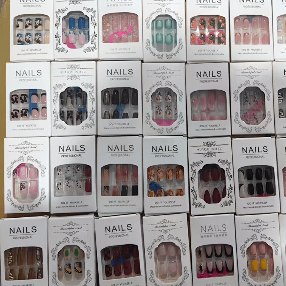 Press On Nails 576-Piece Full-Cover Assorted Glossy Variety Set with Styles for Parties and Daily Wear