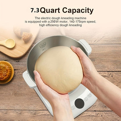 Electric Dough Maker 7Qt with Fermentation Function - 250W Dough Kneading Machine, 304 Stainless Steel Bowl