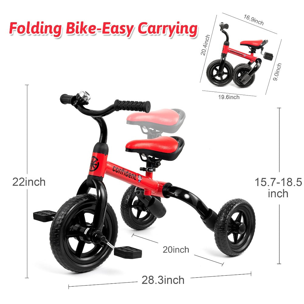 3-in-1 Foldable Toddler Tricycle Balance Bike with Detachable Pedals with the Listed Color, Size or Set Options for Everyday Use