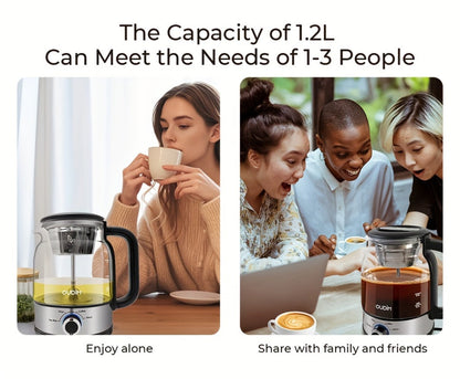 OD-T1206 Glass Coffee Maker and Tea Brewer with 1.2L Capacity, 600W Rating and Keep-Warm Control