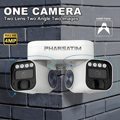 Dual-Lens PTZ Outdoor Security Camera with 2.4GHz WiFi, Wired Power and Single- or Two-Camera Options