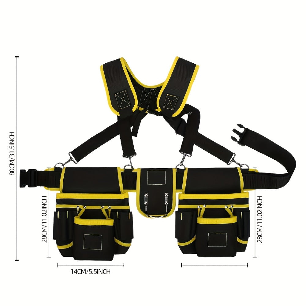 Tool Belt Multi-Pocket Tool Pouch Bag Adjustable Waist Tool Organizer for Electricians for Entryways, Bedrooms and Living Spaces