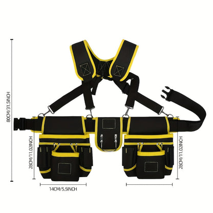 Tool Belt Multi-Pocket Tool Pouch Bag Adjustable Waist Tool Organizer for Electricians for Entryways, Bedrooms and Living Spaces