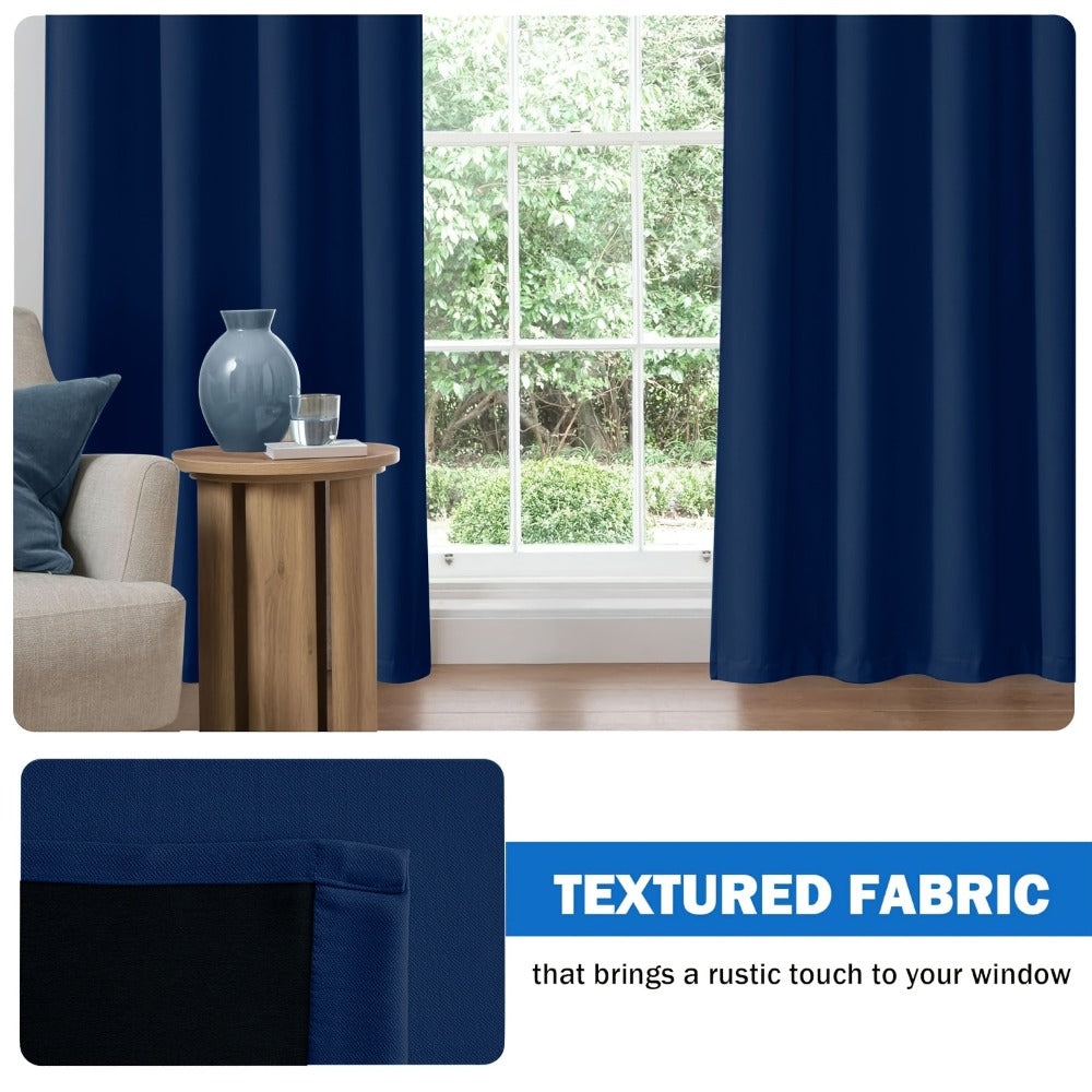 Blackout Curtains 4 Panels Thermal Insulated Room Darkening Drapes, Rod Pocket, Energy Saving, Solid Color for Bedroom & Living Room