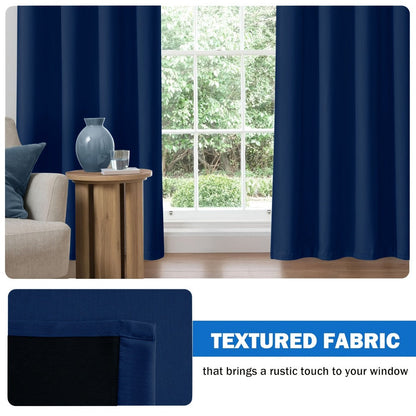 Blackout Curtains 4 Panels Thermal Insulated Room Darkening Drapes, Rod Pocket, Energy Saving, Solid Color for Bedroom & Living Room