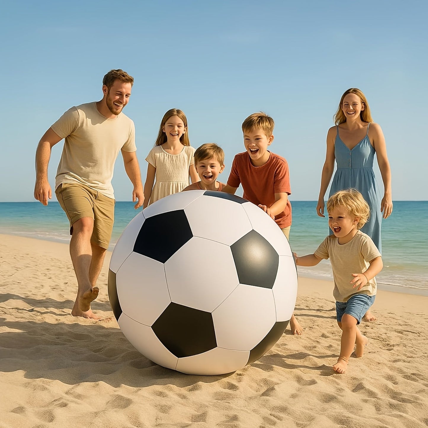 Giant Inflatable Soccer Ball for Indoor & Outdoor Use – Large Beach Ball for Pool Parties, Backyard Games, Playground Kickabout & Events