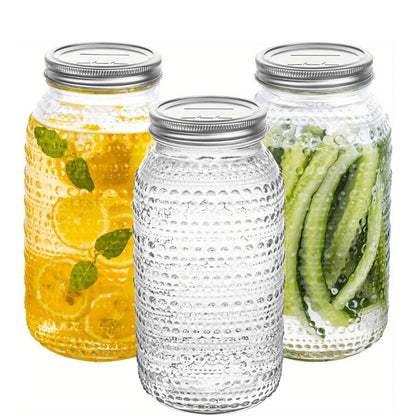Mason Jars 64oz Wide Mouth with Lids 3 Pack Large Glass Canning Jars Airtight for Food for Home Cooking, Dining and Outdoor Meals