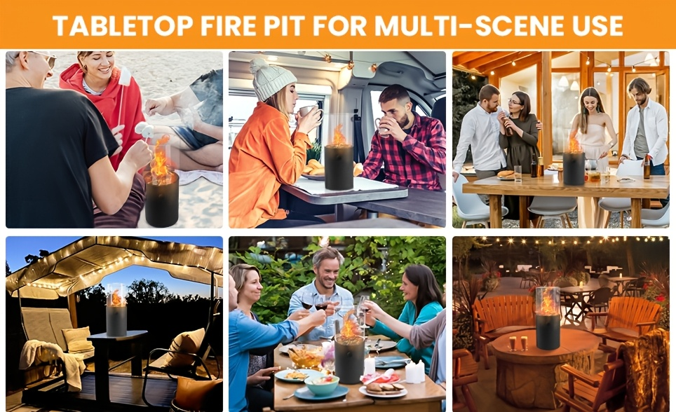 Fire Bowl Tabletop Fire Pit Indoor Outdoor Butane Fuel Mini Portable Fireplace with Glass Wind Guard for Garden, Patio and Yard Use