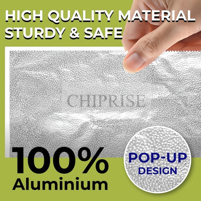 Pre-Cut Aluminum Foil Sheets 200-Count 9x10.75 Inch Pop-Up Dispenser Box Heavy Duty Foil for Baking Grilling Roasting Cooking Food Storage