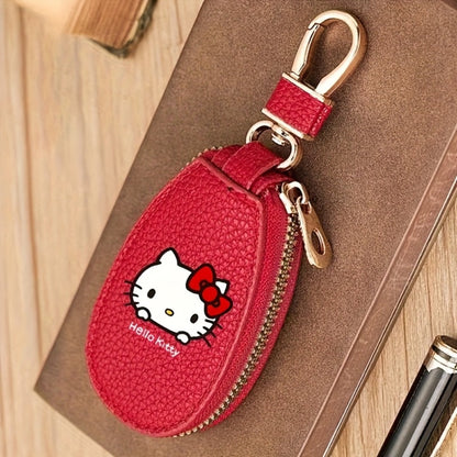Hello Kitty Key Bag Car Key Organizer – Compact Keychain Pouch with Golden Zipper, Multi-Functional Key Storage Wallet