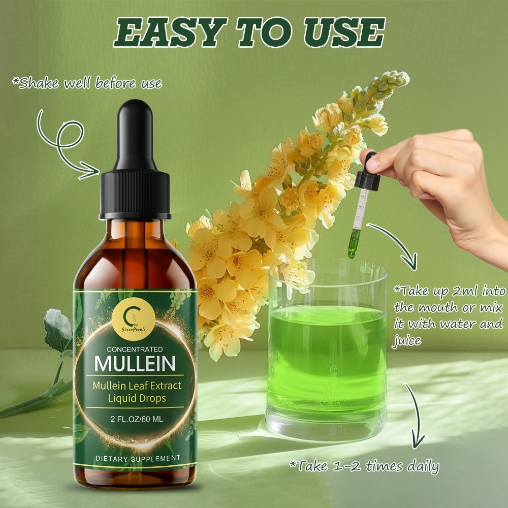 Mullein Leaf Liquid Tincture for Lung & Respiratory Health, Fast-Absorbing Herbal Drops for Breathing Support