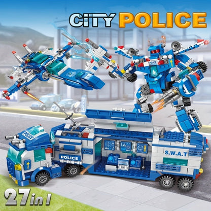 City Police Building Blocks Set 700 Pieces, Patrol Car Truck with Action Figures, Brick Toy for Boys Role Play STEM