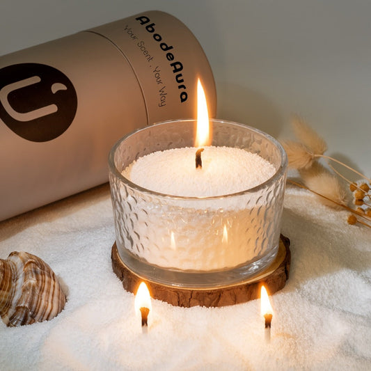 18oz Pearled Candle Kit with Hammered Glass Cup, 30 Separate Wicks and Five Scent Selections