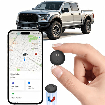 Round Magnetic Find My Locator Tag with One- or Two-Pack Black Options for Vehicles, Bikes and Personal Items
