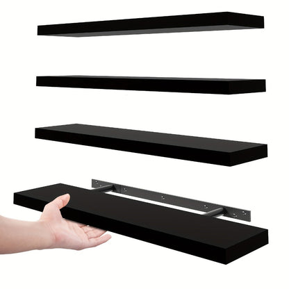 Floating Shelves Wall Mounted Set of 4 – 22 Inch Wall Shelves with Invisible Brackets for Bathroom Living Room Bedroom Kitchen Decor