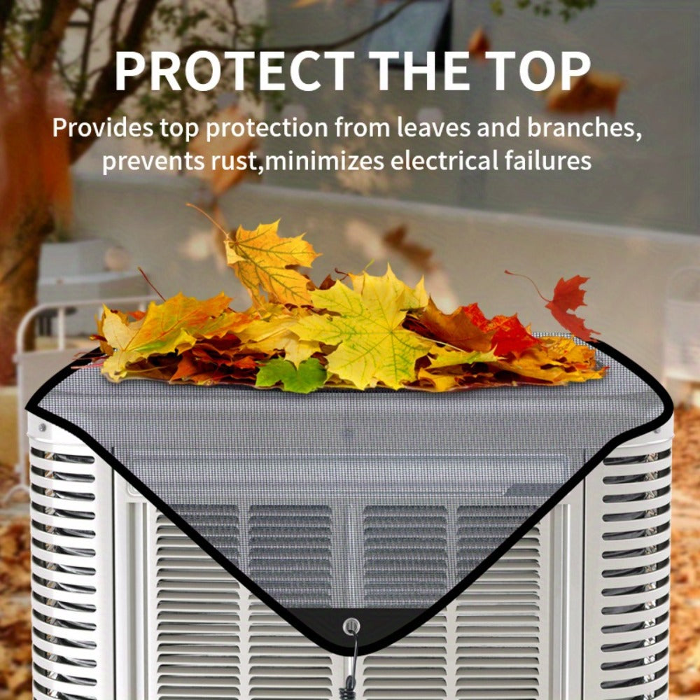 Outdoor Air Conditioner Cover 26"x26", Universal PVC Mesh AC Unit Protector, Prevents Leaves Debris Snow, Weatherproof Outdoor AC Cover