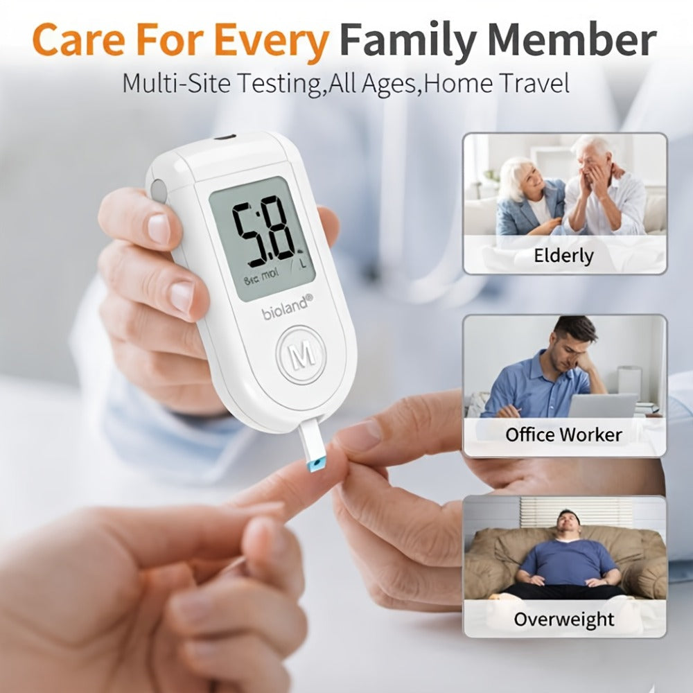 Blood Glucose Meter Kit FDA Cleared, 50 Test Strips + 50 Needles, Large Display 5-Second Results No Coding