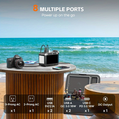 Portable Power Station 88/148/172Wh with AC Outlet 110V, Solar Generator for Camping, USB3.0 QC Fast Charge