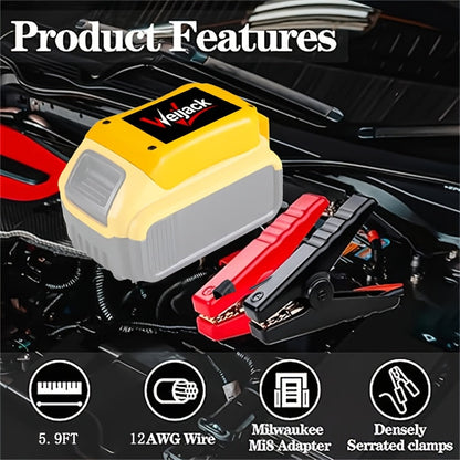 Jumper Cable Clamps Compatible with Ryobi 18V & Dewalt Battery | 5.9ft 12AWG Portable Jump Starter Booster Cables Automotive Battery Jumper