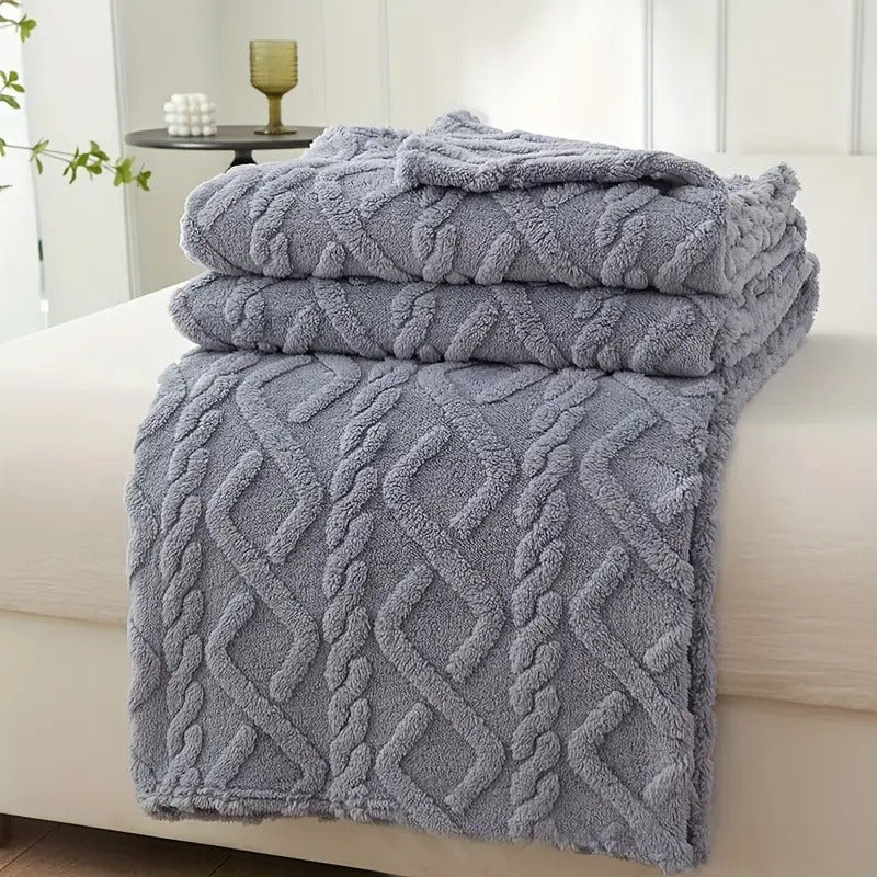 3D Plush Dense Weave Fleece Blanket, Ultra- Throw for Bed, Couch, Travel & Outdoor, Air-Conditioning Friendly