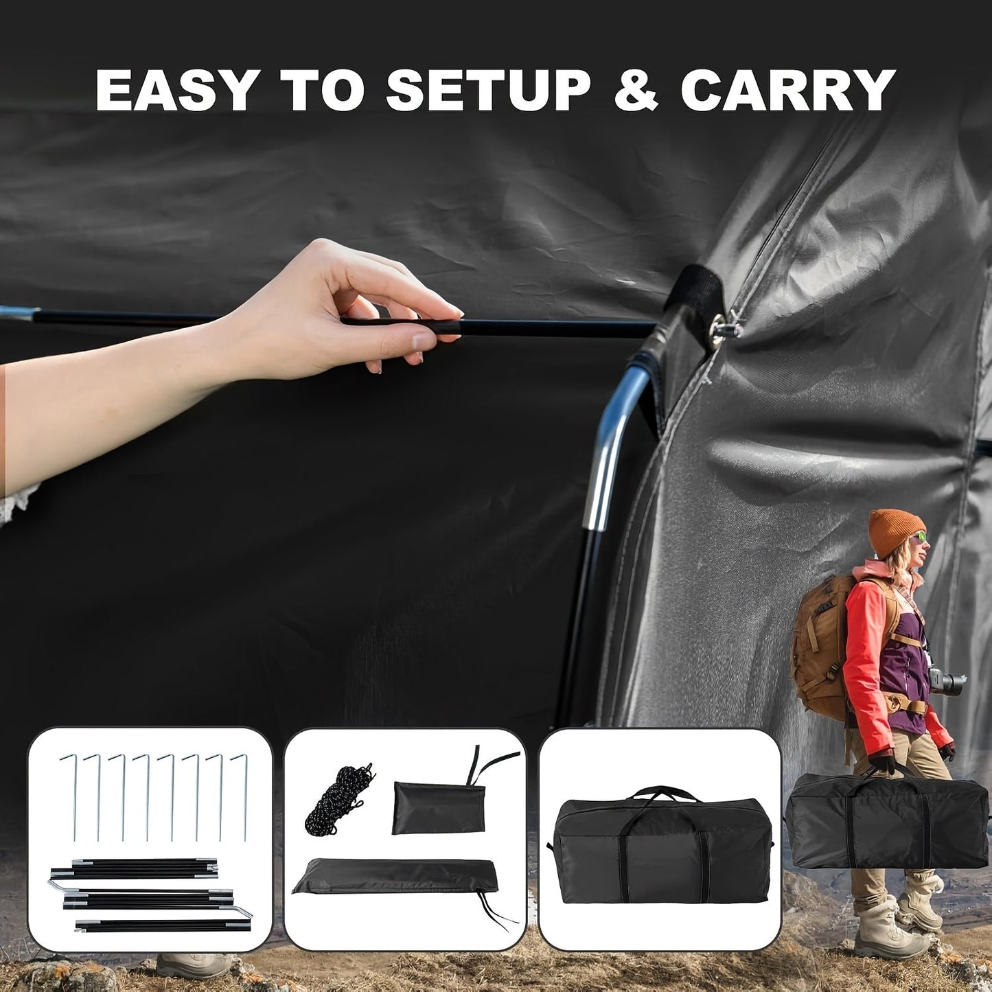 Outdoor Storage Tent Waterproof 230D Oxford Cloth PU4000 Portable Backyard Shed